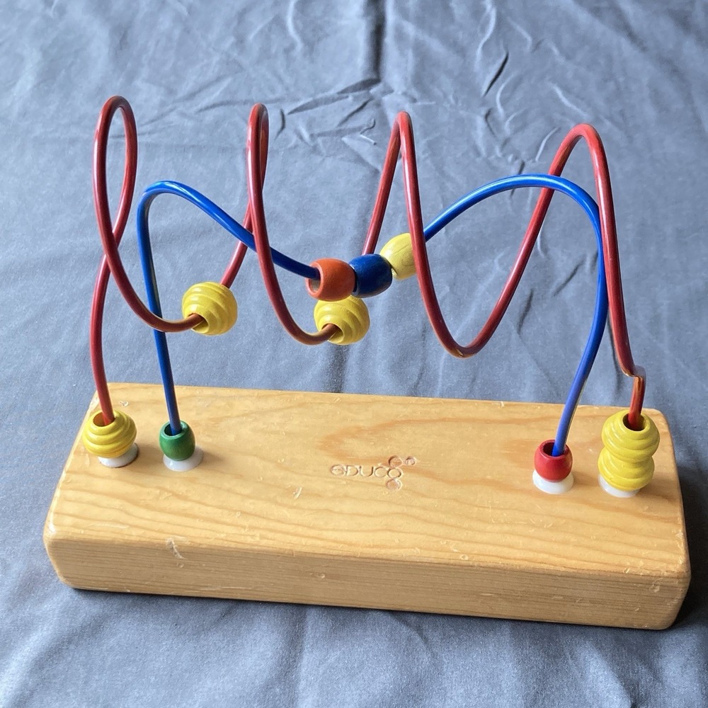 Educo Small Wooden Bead Maze Vintage Colorful Toy Montessori Handmade In Canada